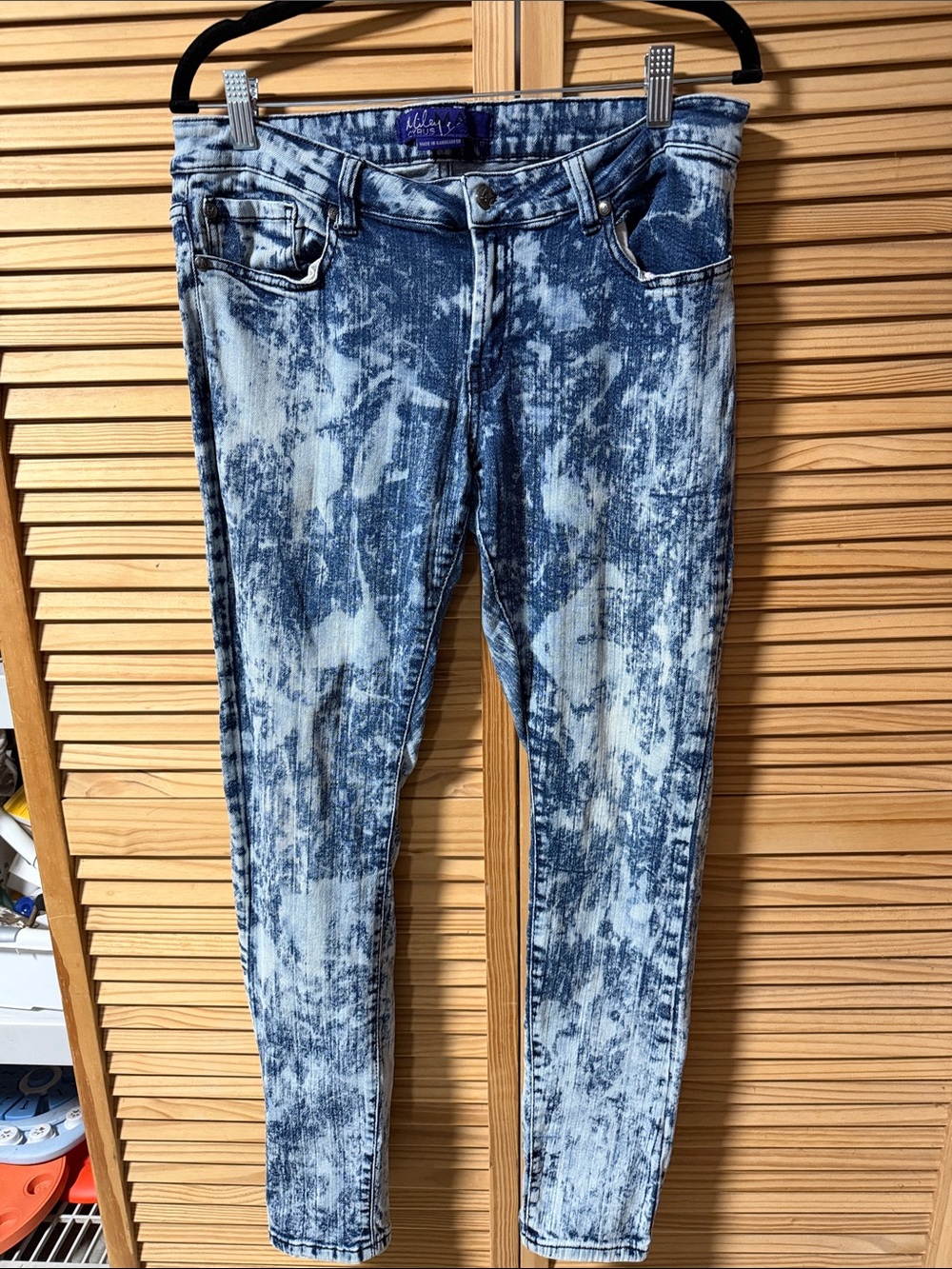 Miley Cyrus & Max Azria Acid Wash Skinny Jeans - Blue